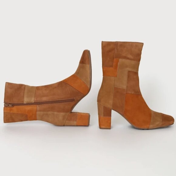 SEYCHELLES Hometown Cognac Suede Leather Color Block Mid-Calf Boots | Size 6.5 - Picture 3 of 9